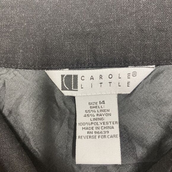 Carole Little Skirt Womens 14 Black Linen Rayon Midi Sequin Embroidered Lined - Picture 13 of 14